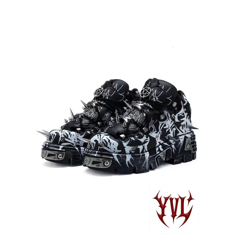 AYUSTONG Gothic Punk Spiked Platform Shoes