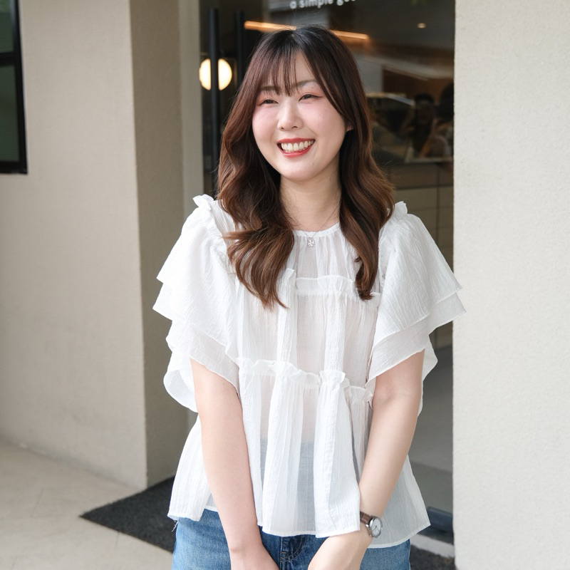 Bubble top 🫧 Chakiya.store❣️เสื้อแต่งระบาย แขนพลิ้วๆ มี 7 สีเลยค่า รูปที่ 6