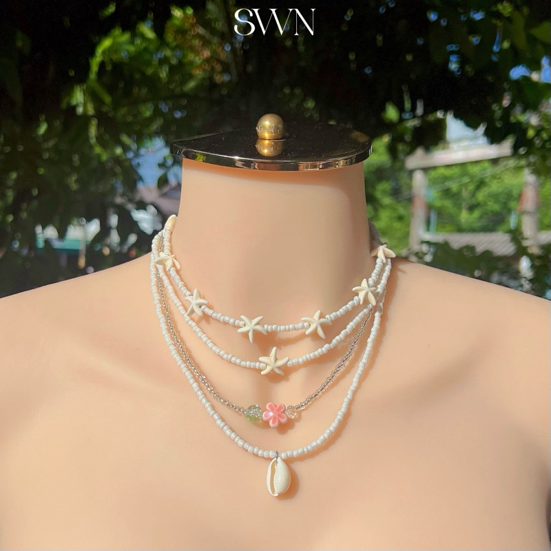 (พร้อมส่ง) สร้อยลูกปัด ไปทะเลรุ่นใหม่ล่าสุด จี้ปลาดาว จี้หอย จี้ดอกไม้ พร้อมส่ง(แฮนด์เมด100%)