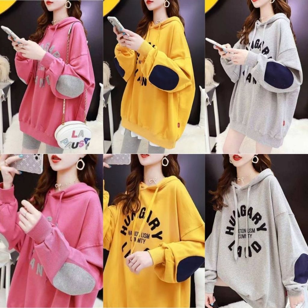 เสื้อแขนยาวมีฮู้ด Oversize งานปัก มีกระเป๋าหน้า ผ้าคอตตอล สินค้าพร้อมส่ง  B52