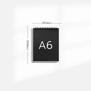 Saengroong เข้าสันห่วงบน ปกคราฟท์ดำ minimal เนื้อถนอมสายตา ขนาด (A5/A6/B5/B6) 50แผ่น/1เล่ม