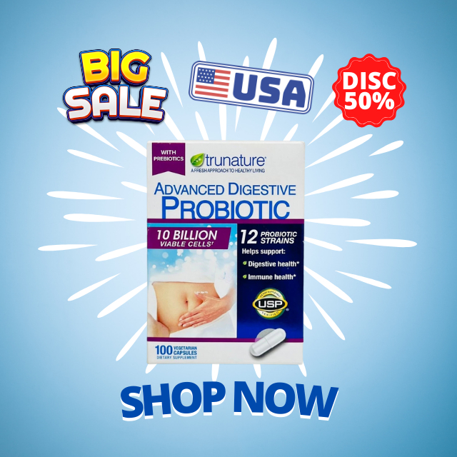 Vitamins imported from America, 100% Trunature Advanced Digestive Probiotic 100 Capsules
