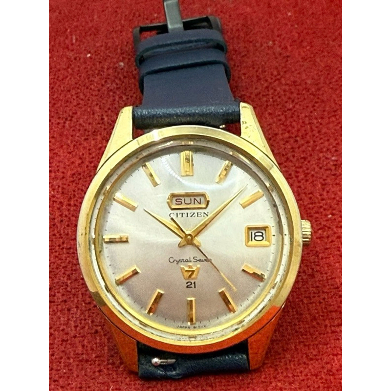 CITIZEN Crystal 7 Automatic 21 Jewels ตัวเรือนทองชุบ นาฬิกาผู้ชาย มือสองของแท้