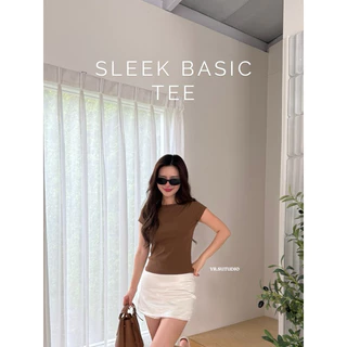 SLEEK BASIC TEE ( ทุกสีพร้อมส่ง) เสื้อยืดคอปาดเนื้อผ้าคอตตอลนุ่มใส่สบาย