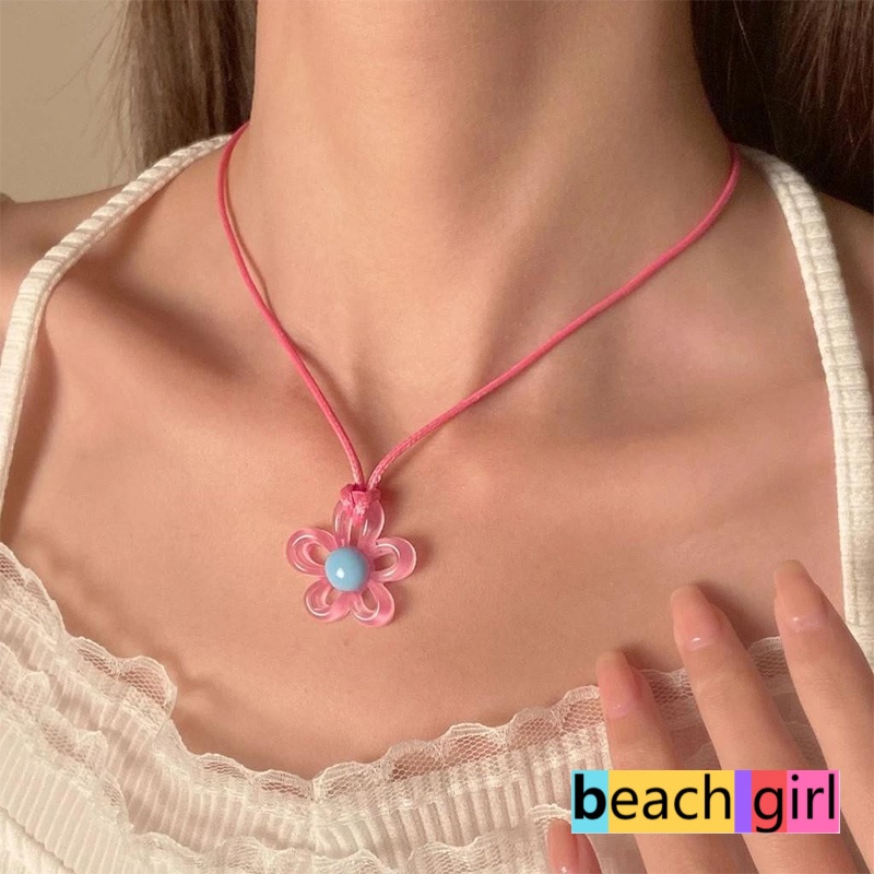 🌈beachgirl🌈สไตล์เกาหลี สร้อยคอผู้หญิง เครื่องประดับแฟชั่น จี้ดอกไม้ แฟชั่นสําหรับผู้หญิง มีหลากหลายสีให้เลือก