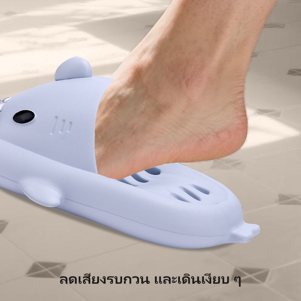 รองเท้าแตะฉลาม ห้องน้ํา กันลื่น รองเท้าพื้นหนา EVA การ์ตูน ผู้ชายและผู้หญิง ราคา ถูกที่สุด ดีลบีเคเค แกลเลอรีภาพที่ 8