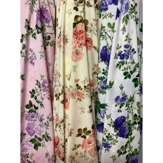 ไหมอิตาลีหน้ากว้าง 58-60นิ้ว ลายดอกสวย หลาละ65บาท(1หลา=90เซน…