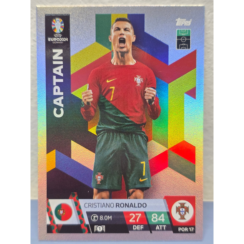 การ์ดฟุตบอล Cristiano Ronaldo (Portugal)  Captain ของแท้100% ภาพถ่ายจากสินค้าจริง