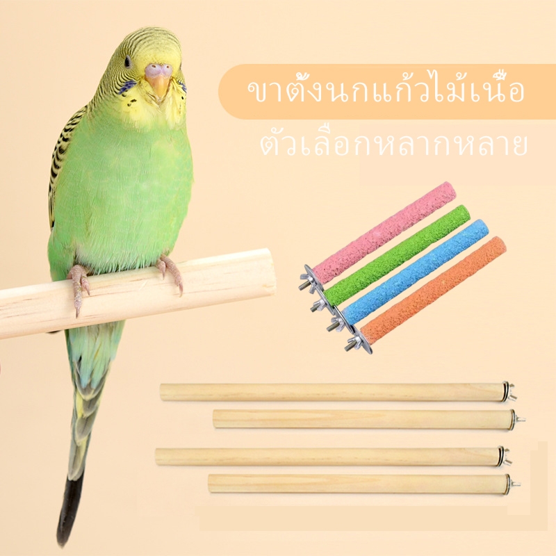 คอนไม้ คอนนก คอนติดกรง คอนนกแก้ว หนา1.5ซม คอนลับเล็บนกแก้ว คอนลับเล็บนก