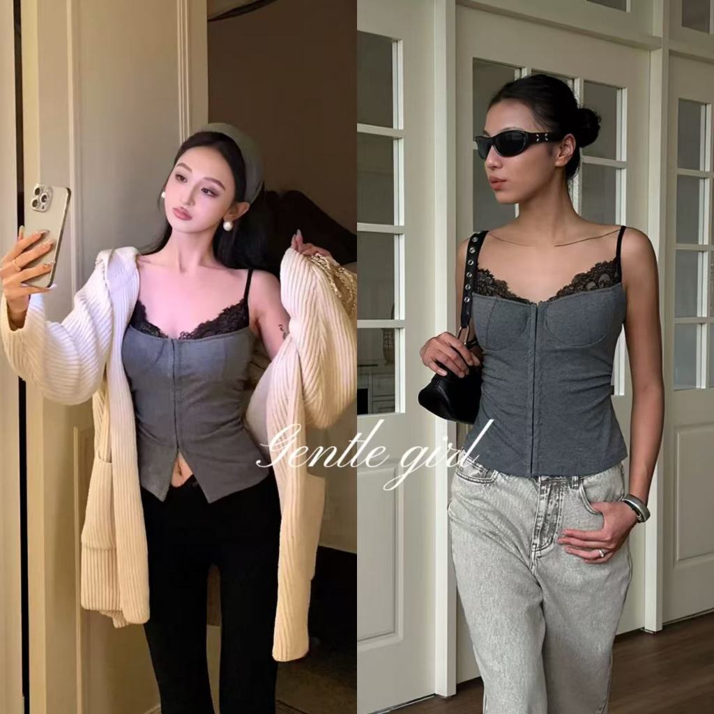 #GG🎀จัดส่งที่รวดเร็ว🎀เสื้อกล้ามลำลองเซ็กซี่ เว้าหลัง รัดรูป เพรียวบาง ใช้งานได้หลากหลาย สไตล์สตรีท สไตล์แฟชั่น