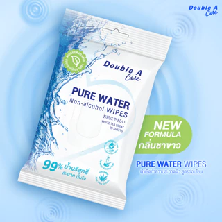 [กลิ่นชาขาว] Double A Care Pure Water Wipes ทิชชูเปียก ผ้าเช็ดทำความสะอาดผิว กลิ่นชาขาว บรรจุ 20 แผ่น/แพ็ก