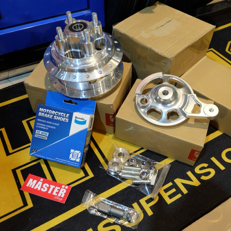 ชุดดุมหน้า-หลังแดชดั้ม cnc พร้อมแปลงใส่ เวฟ ครบชุดพร้อมทั้งแปลงพร้อมอุปกรณ์ครบ บูทล้อเลส น็อตเลส ผ้าเบรค ครบชุดพร้อมใส่