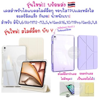 เคสสำหรับไอแพด รุ่นสไลด์ล็อก พับY แยกปกได้ ไม่มีหลุด Air11 M2-M4,13",Pro11แอร์5,mini7,6,Gen10 ชาร์จปากกาในช่องได้
