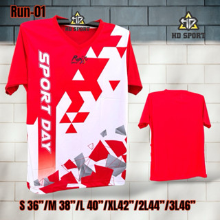 เสืัอกีฬาคอวี เสื้อกีฬาพิมลายRun-01 สีสวย ราคาถูก สินค้าพร้อ…