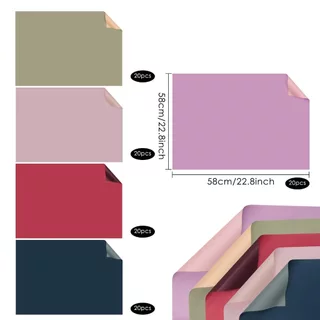 กระดาษห่อดอกไม้ 2 หน้า สีหรู 10 แผ่น 58×58ซม. สำหรับห่อช่อหรู/ของขวัญวันสำคัญ กันน้ำเบื้องต้น ไม่ยับง่าย 🌸🎁 #กระดาษห่อดอ