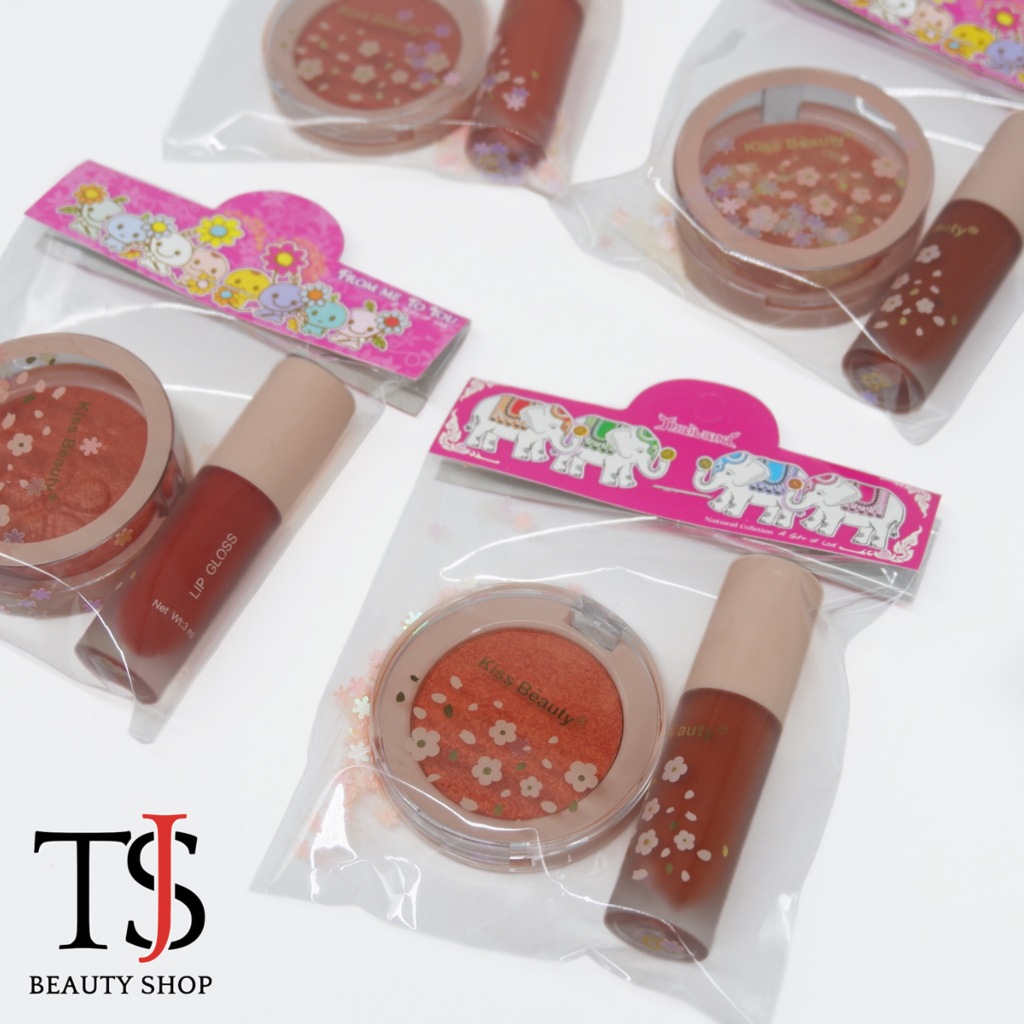 [SALE] Kiss Beauty 2IN1 Flower Lip & Blush เซตลิปสติกบลัชออน เนื้อคุ้กกี้ ให้ใบหน้ามีสีสัน no.83290