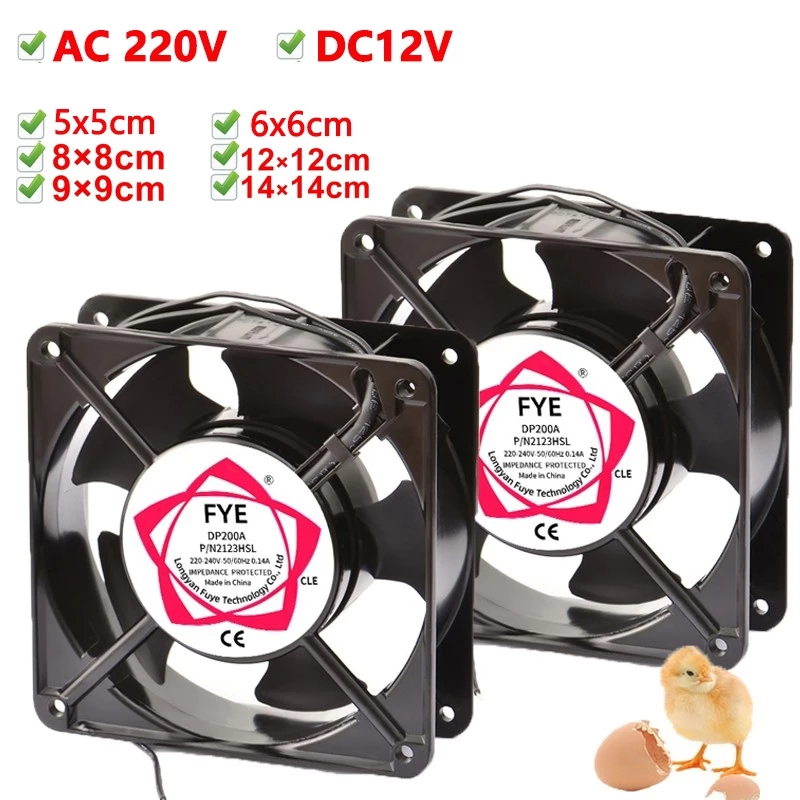 พัดลมระบายความร้อน พัดลมตู้RACK พัดลมตู้ฟักไข่ DC fan 12V AC fan 220-240V ใช้ระบายความร้อน