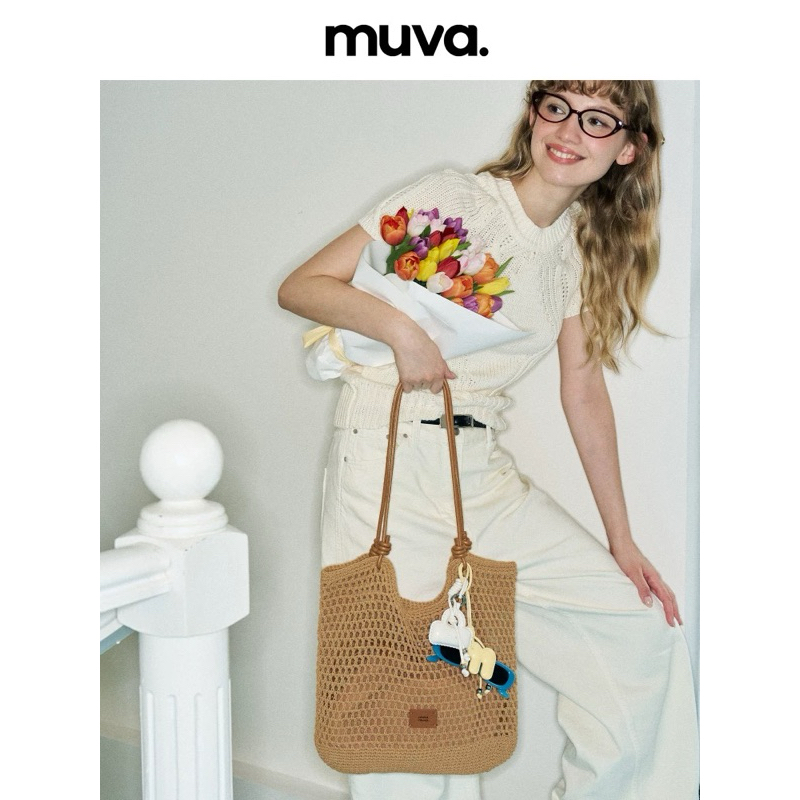 MUVA (โค้ดลด20%) beach woven bag  preorder 7-14 วัน แท้100% จากชอป 💖แถมฟรีจี้พวงกุญแจ💖