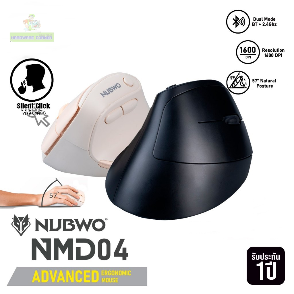 ⚡️เมาส์ไร้สายเพื่อสุขภาพ⚡️NUBWO NMD04 NMD09 Advanced Ergonomic Mouse Wireless และ Bluetooth NMD-04