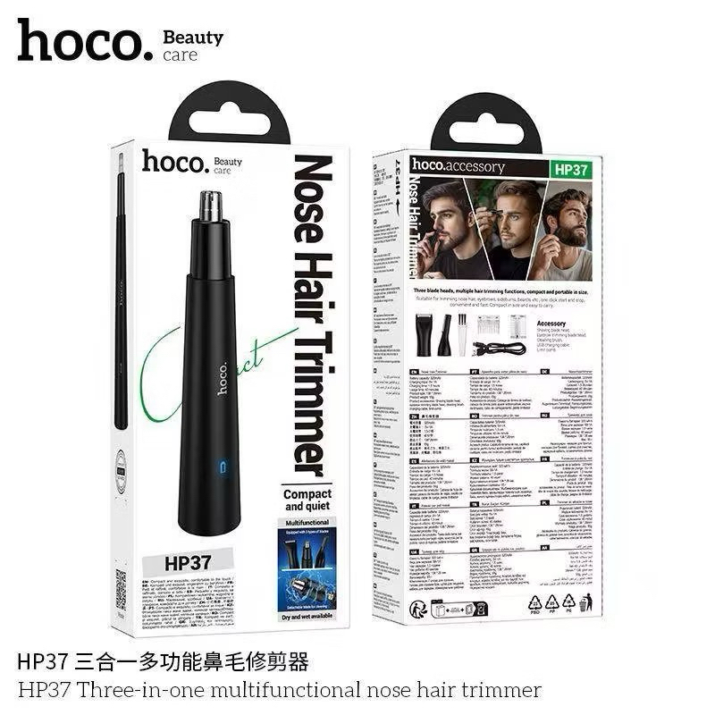 SY เครื่องตัดขนจมูกไฟฟ้าแบบ3-in-1 Hoco HP37 ที่ตัดขนจมูกแบบชาร์จไฟ Nose Hair Trimmer หัวตัดล้างทำควา