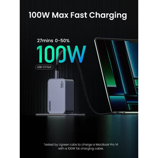 UGREEN Nexode Pro 65-160W 3-Port GaN อะแดปเตอร์ หัวชาร์จ Super Fast Charging 3in1