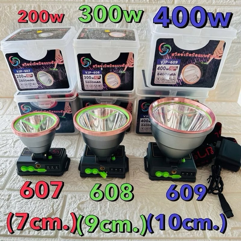VJP ไฟฉายคาดหัว  รุ่น VJP-607 (200w) VJP-608 (300w) VJP-609 (400w )ไฟคาดหัว ไฟคาดศรีษะ ไฟฉายคาดศรีษะ