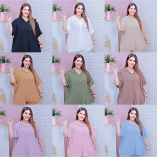 [ ส่งฟรี 🔥 ] A299 เสื้อเชิ้ตแขนค้างคาว เสื้อเชิ้ตสาวอวบ เสื้อเชิ้ตไซส์ใหญ่ โอเวอร์ไซส์ สไตล์เกาหลี ( อก 44-60“ ) ใส่สบาย
