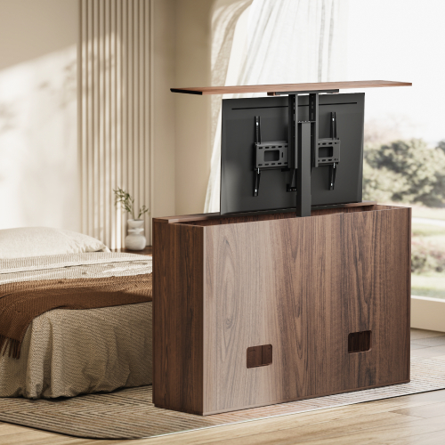 ลิฟท์ยกทีวีซ่อนในตู้ไม้_ใช้รีโมตคุม LP66E-46ML For TV37"~80"Smart Large Motorized TV Lift Stand with