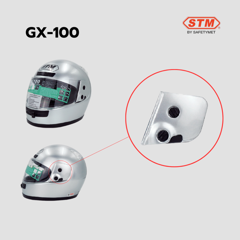 ฝาข้างหูหมวกกันน็อก ยี่ห้อ STM Helmet by OOH Alai รุ่น GX-100 [ทั้งชุด]