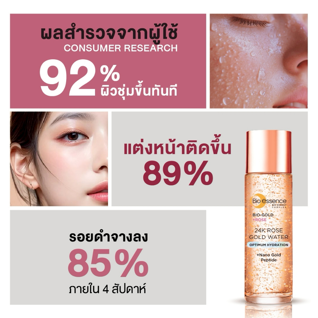 หมดอายุ 11/26 [1แถม1] น้ำตบ Rose gold ผิวอ่อนเยาว์ Bio-essence Bio-Rose Gold Water 30ml ล็อคผิวอิ่มน้ำ 72 ชม. - รูปที่ 2
