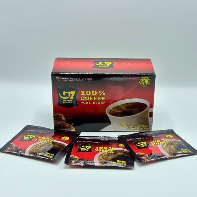 กาแฟดำเวียดนาม G7 100%  ขนาด 1 กล่อง มี 15 ซอง