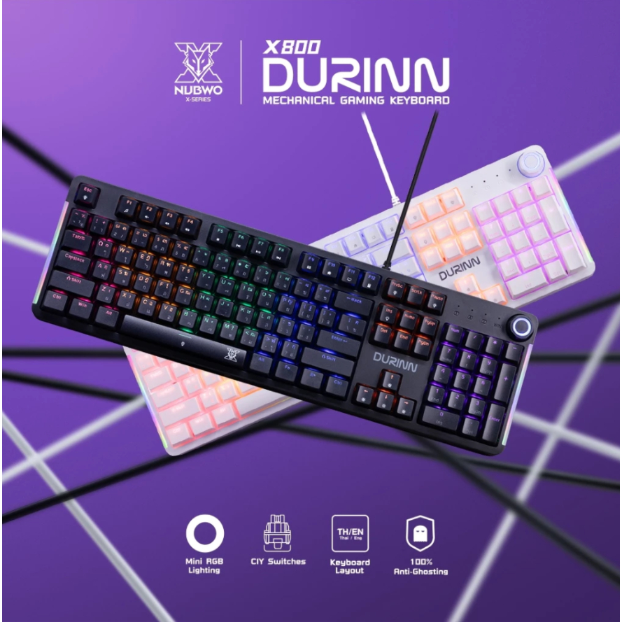 KEYBOARD (คีย์บอร์ด) NUBWO DURINN X800 RGB BY COMCOM