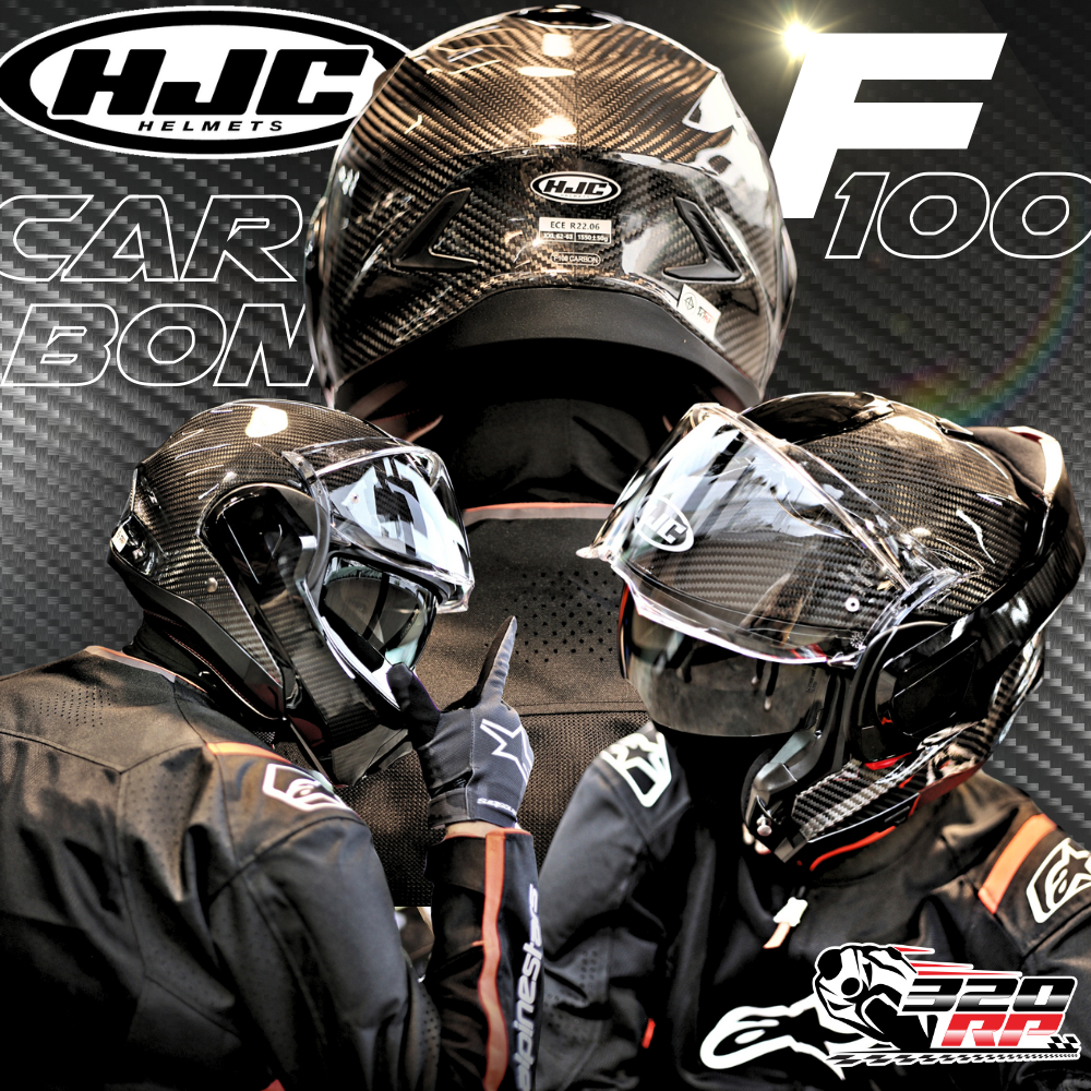 แถมฟรี!! แผ่น PINLOCK หมวกกันน็อค HJC F100 CARBON BLACK CARBON ส่งไว!! 320SP