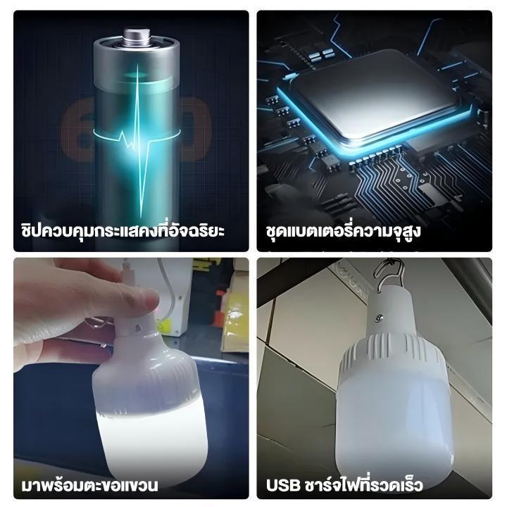 【ซื้อ 1 แถม 5】ขายส่ง ไฟโซล่าเซลล์ หลอดไฟโซล่าเซลล์ 50000W Solar light  แบบพกพา IP68กันน้ำ กันฟ้าผ่า  สว่างอัตโนมัติเ - รูปที่ 4