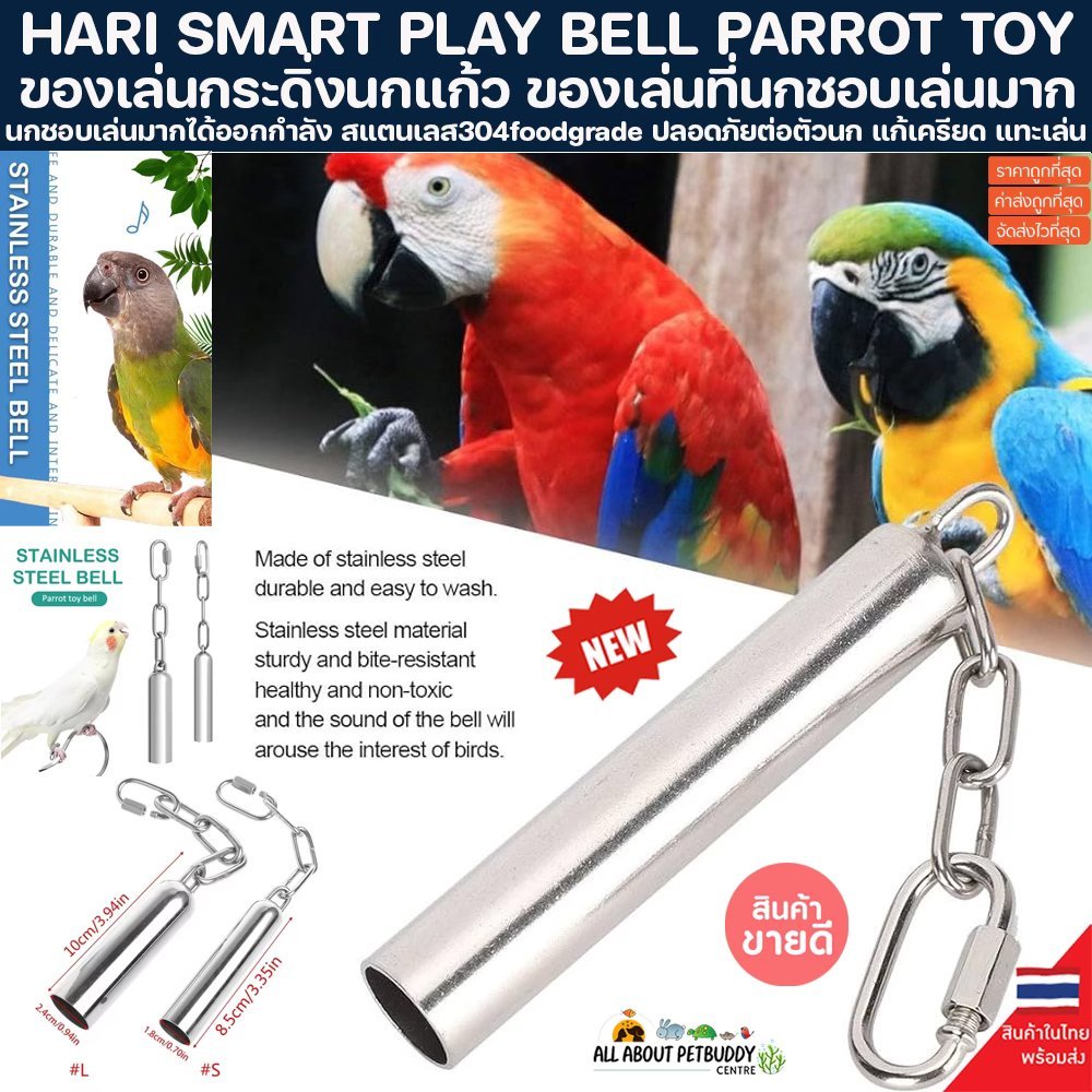 ของเล่นกระดิ่งนกแก้ว สเตนเลส304 กันกัดขน โซ่แขวน PARROT TOY ของเล่นนก เล่น กันกัดขน macaw นกแก้ว กระดิ่ง โซ่นก ของเล่น