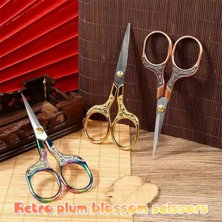 ของมาใหม่！ยาว12.5CM กรรไกรตัดผ้า สเตนเลส ตัดขน แต่งคิ้ว สไตล์วินเทจ สีทอง แบบคิ้ว