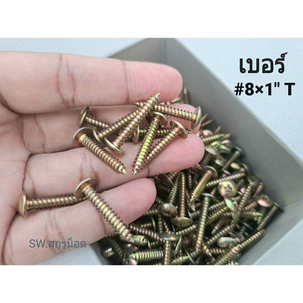 เกลียวปล่อยเบอร์ #8x1"T สีรุ้ง หัวไขขวงแฉก น็อตไทยยี้ห้อ TPC แข็งแรงได้มาตรฐาน ผลิตใหม่