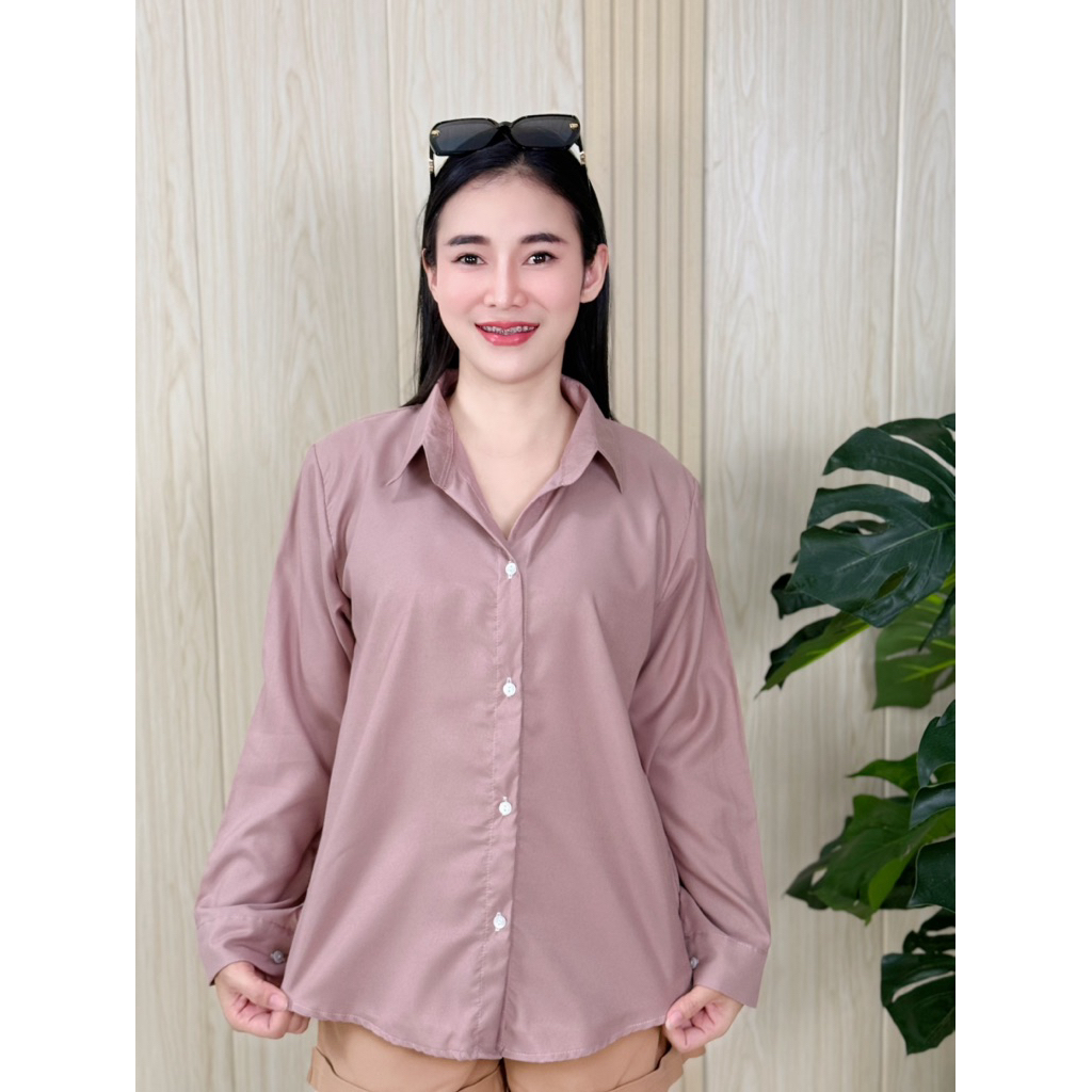 🌻เสื้อเชิ้ตผู้หญิง ผ้าคอตตอนทวิล แขนยาวเข้ารูป ผลิตไทย