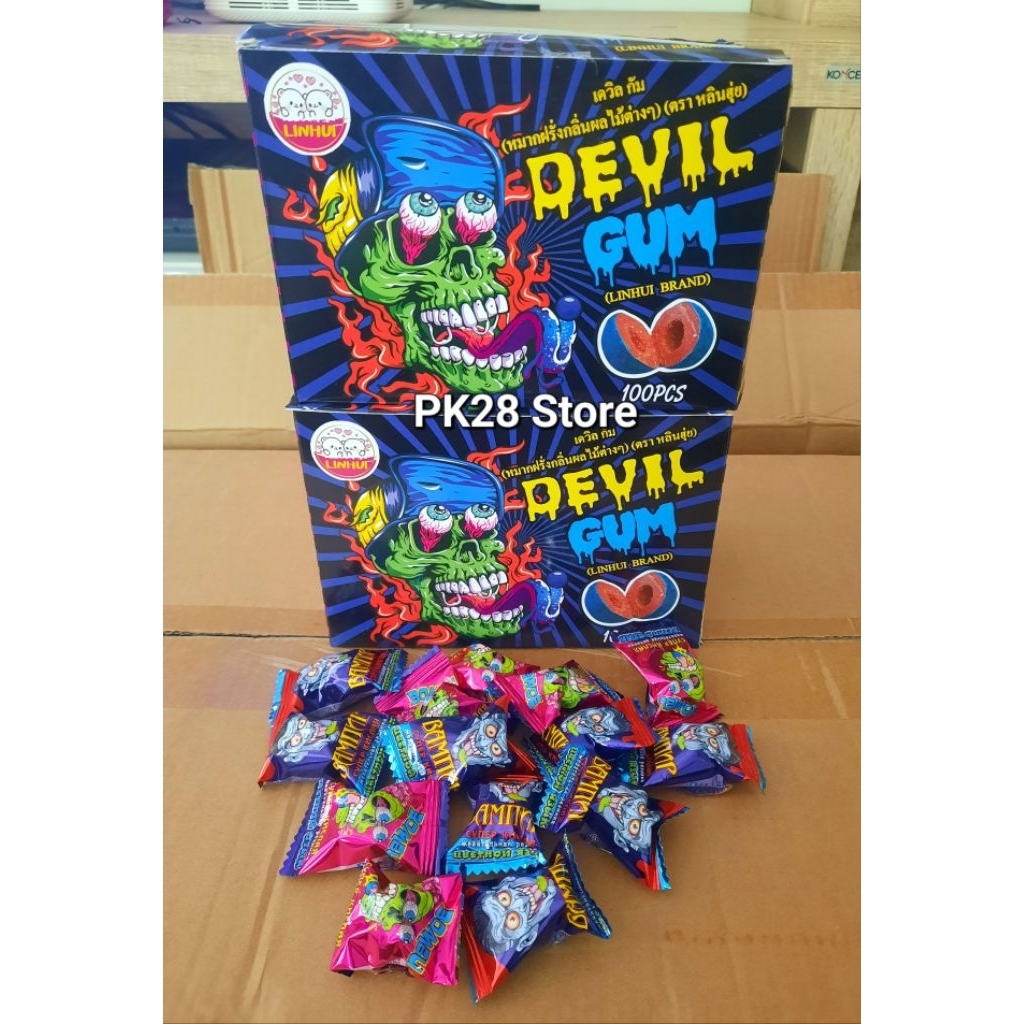 หมากฝรั่งปีศาจลิ้นเปลี่ยนสี Devil Gum ขนาด 100 ชิ้น 👿