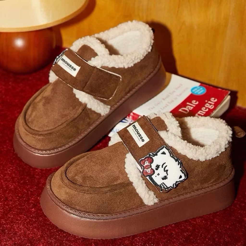 พร้อมส่ง Gukoo x Mikko shoes รองเท้าขนนุ่ม ลายmikko