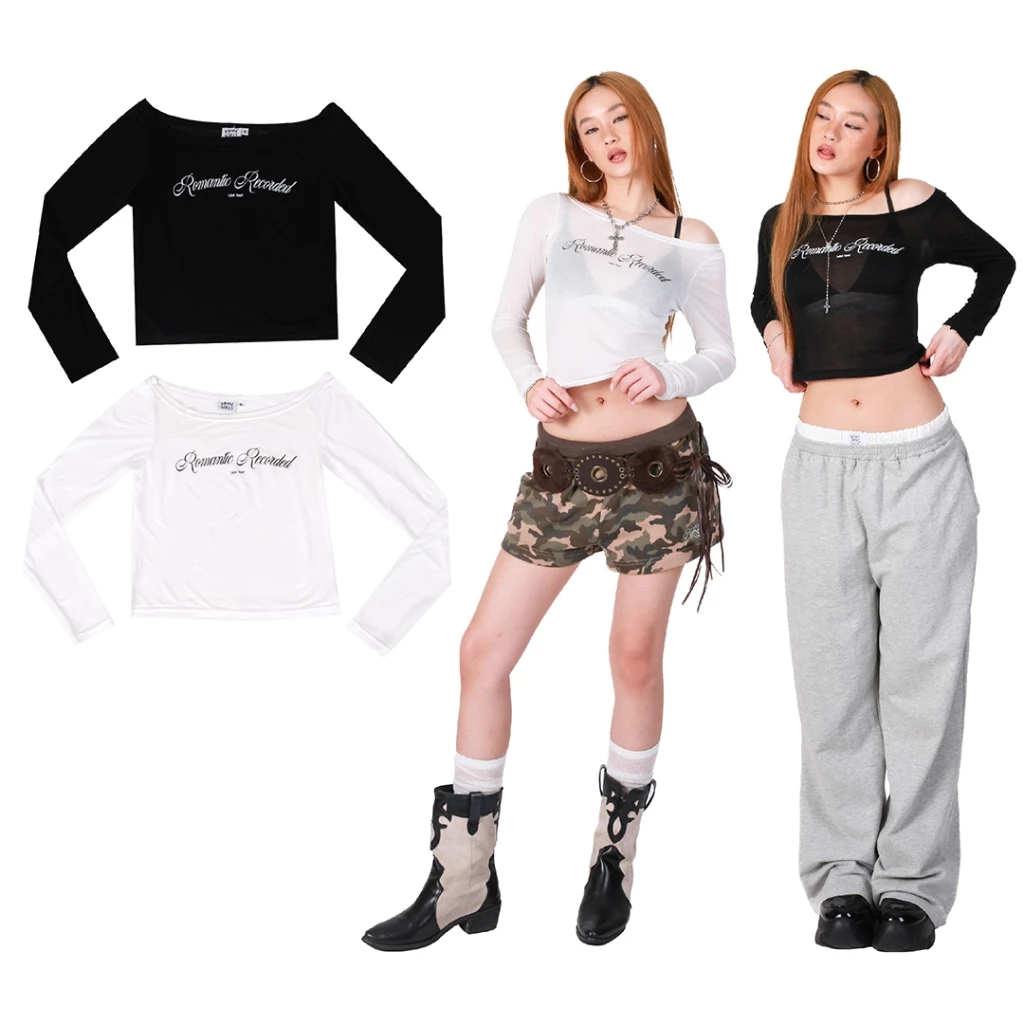 kome.offi เสื้อแขนยาวผ้าบาง รุ่น romantic recorded