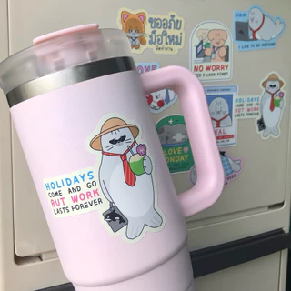 🦭 Seal don't need to work ⭐️ เป็นแมวน้ำไม่ต้องทำงานก็คงจะดี 😔 สติกเกอร์ไดคัทเคลือบด้าน
