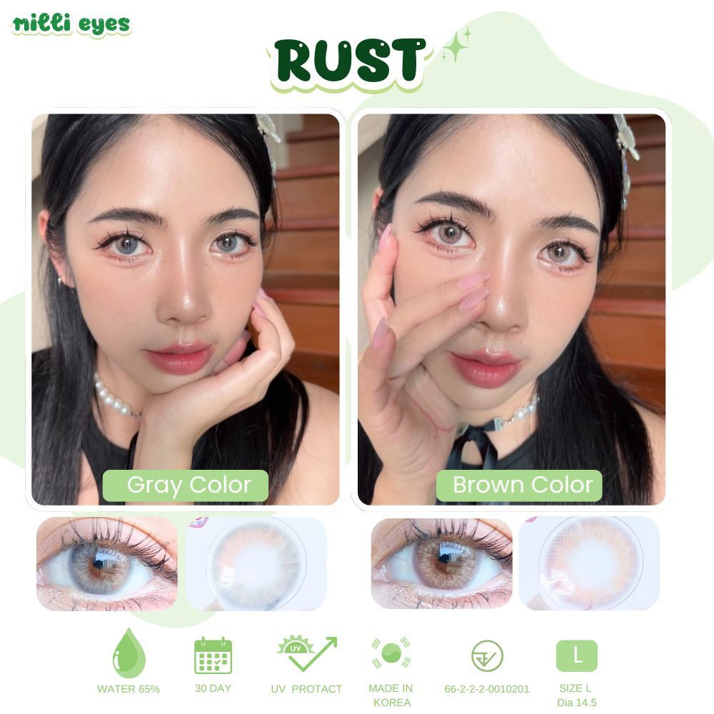 RUST ตาโต นัวฝอเบา ค่าน้ำสูง 65% สีสวยมาก คอนแทคเลนส์ Shinee กรองแสง UV นิ่มสบายตา นำเข้าจากเกาหลี ม