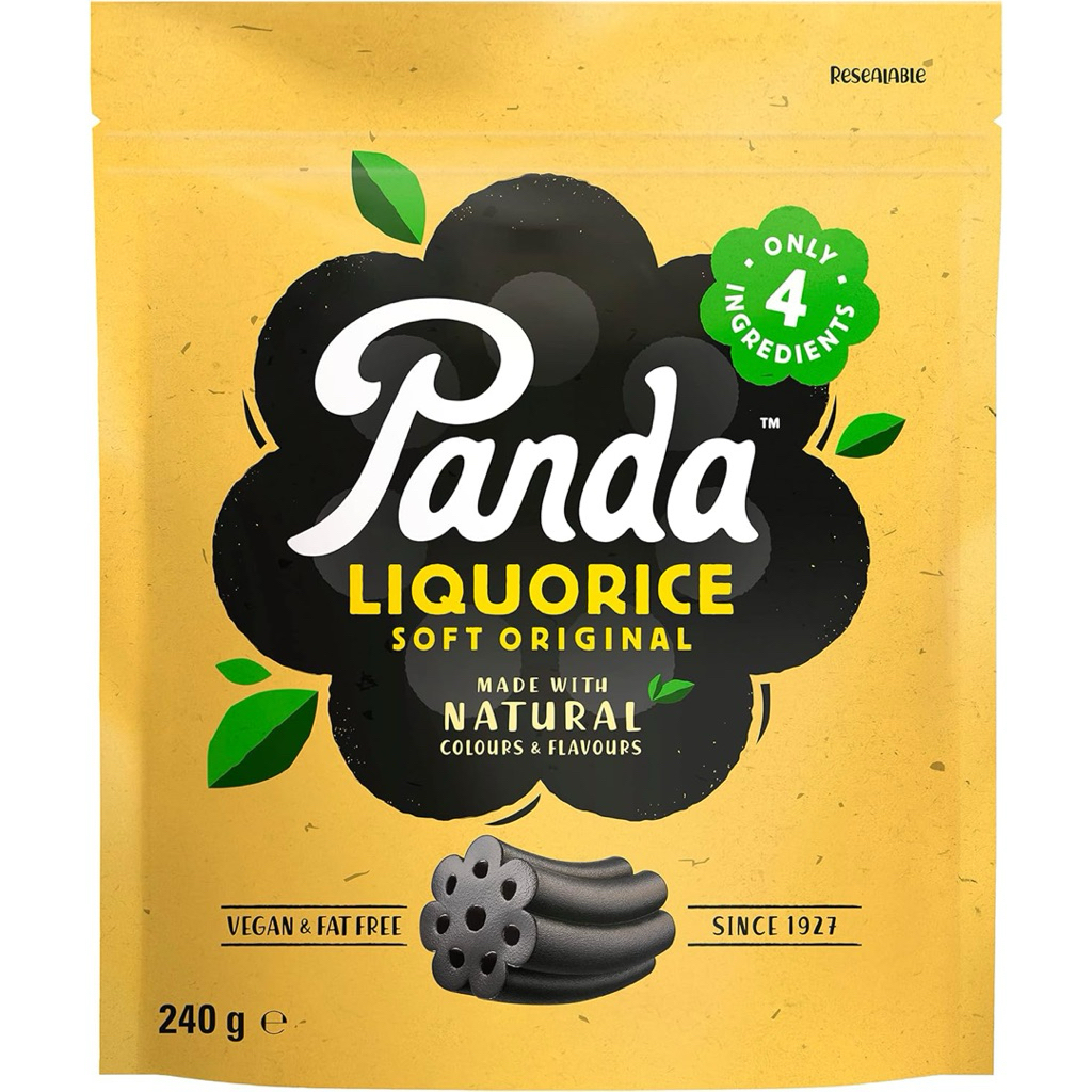 wl Panda Liquorice spft original natural 240g. กัมมี่ชะเอม สีดำ จากธรรมชาติ