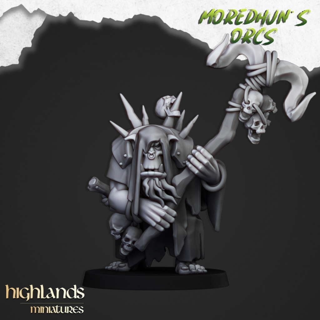Orc Shaman - Moredhun's Orcs - Humanoid Orc / 32mm scale 3D printed miniature HLM