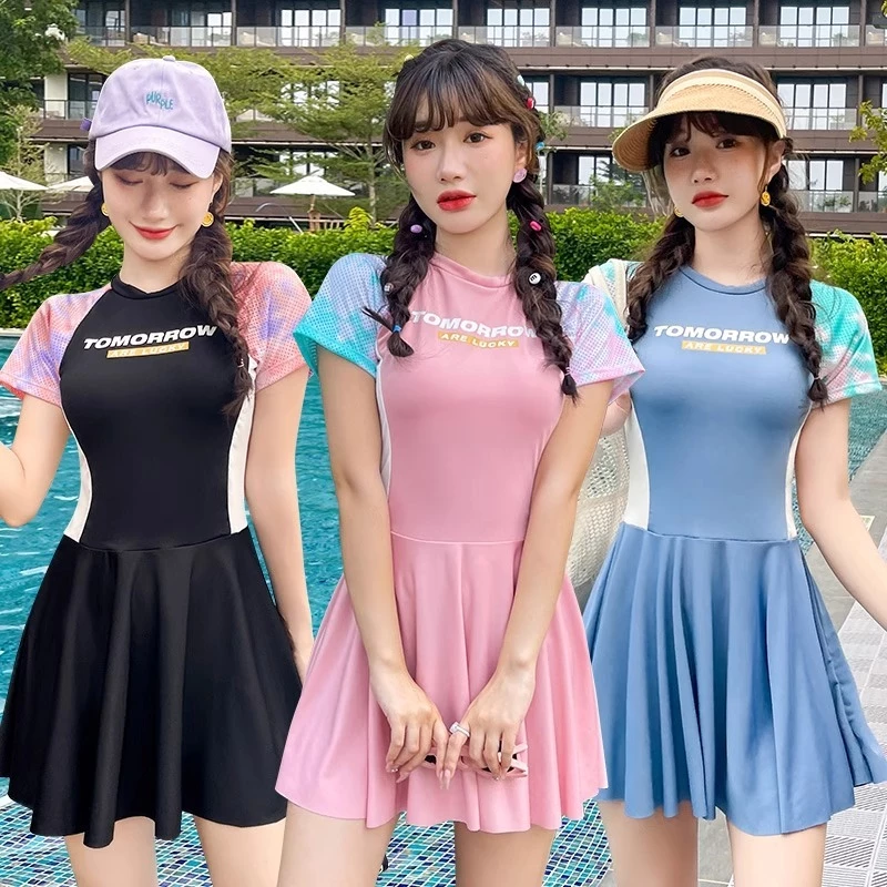 พร้อมส่งในไทย ชุดว่ายน้ําผู้หญิง 3 สี ชุดว่ายน้ําสีชมพู ชุดว่ายน้ําวันพีชสาวอวบ#0050
