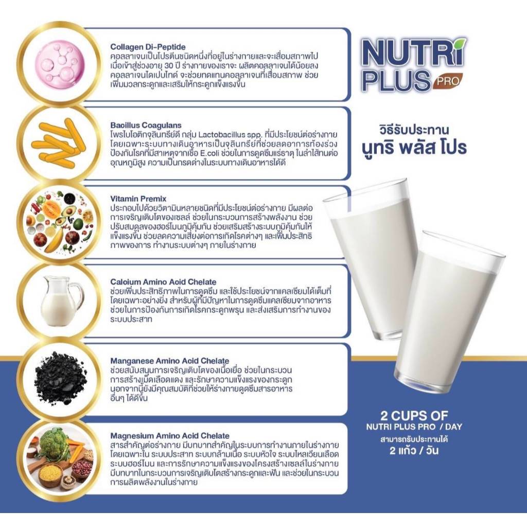 Nutri Plus Pro  800g นิวทริพลัสโปร นมบำรุงกระดูก ปวดข้อปวดกระดูก เหมาะสำหรับผู้ป่วยโรคเก๊าท์ - รูปที่ 4