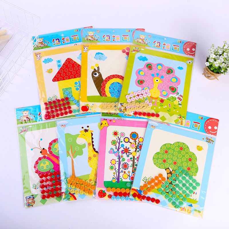 รุ่นใหม่! DIY แปะกระดุม ประดิษฐ์ภาพจากกระดุม แปะภาพ รุ่นแปะกระดุม งานประดิษฐ์เด็ก - รูปที่ 2