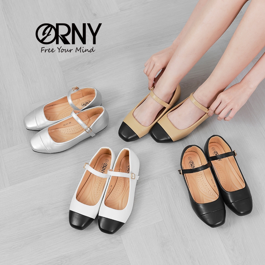 มีไซส์ 37-42 ✨ OY141 รองเท้าแมรี่เจน ทูโทน หนังนิ่ม สวมใส่สบาย