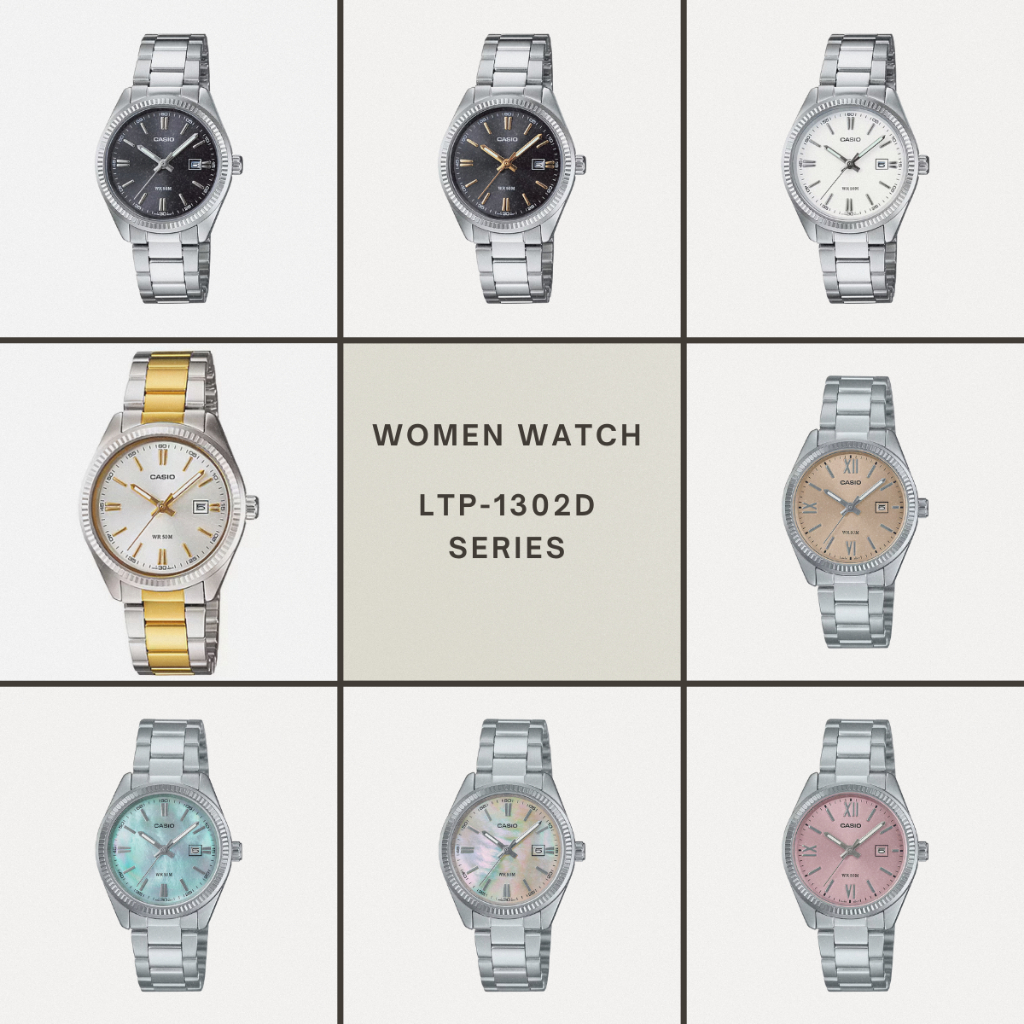 นาฬิกาข้อมือ  CASIO รุ่น LTP-1302DS LTP-1302SG LTP-1302DD นาฬิกาผู้หญิง ประกัน1ปี LTP1302SG LTP1302D